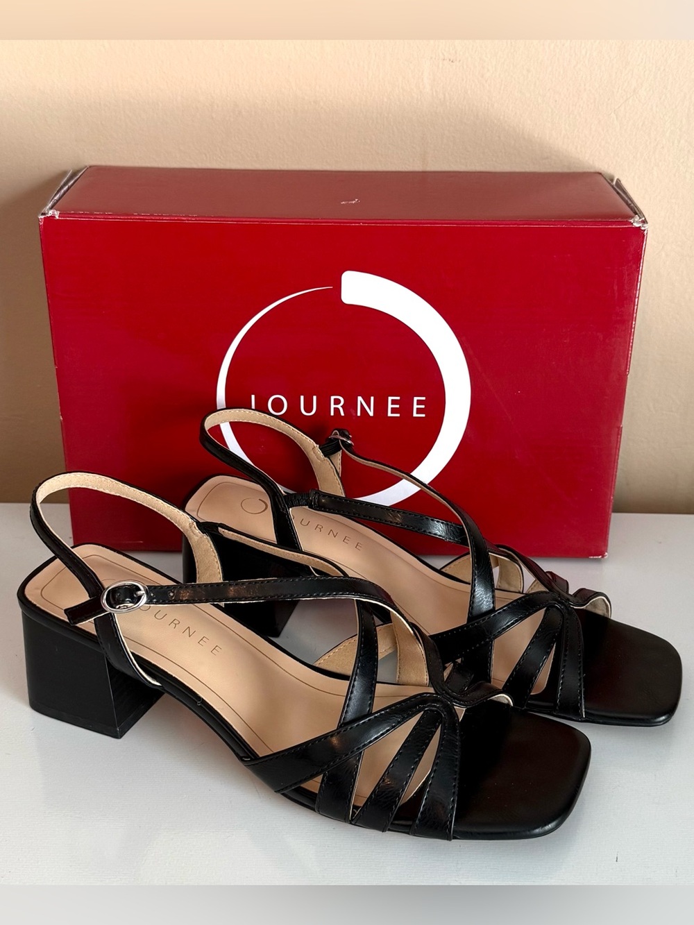 JOURNEE COLLECTION WOMEN'S 8.5M SHYLA BLACK DRESS SANDALS NEW W/BOX